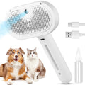 Self Cleaning Pet Steam Brush for Indoor Cats & Dogs Shedding & Grooming | Pet Spray Hair Removal Comb for Short & Long Haired Animals, Skin-Friendly & Rechargeable Cat Hair Brush with Release Button