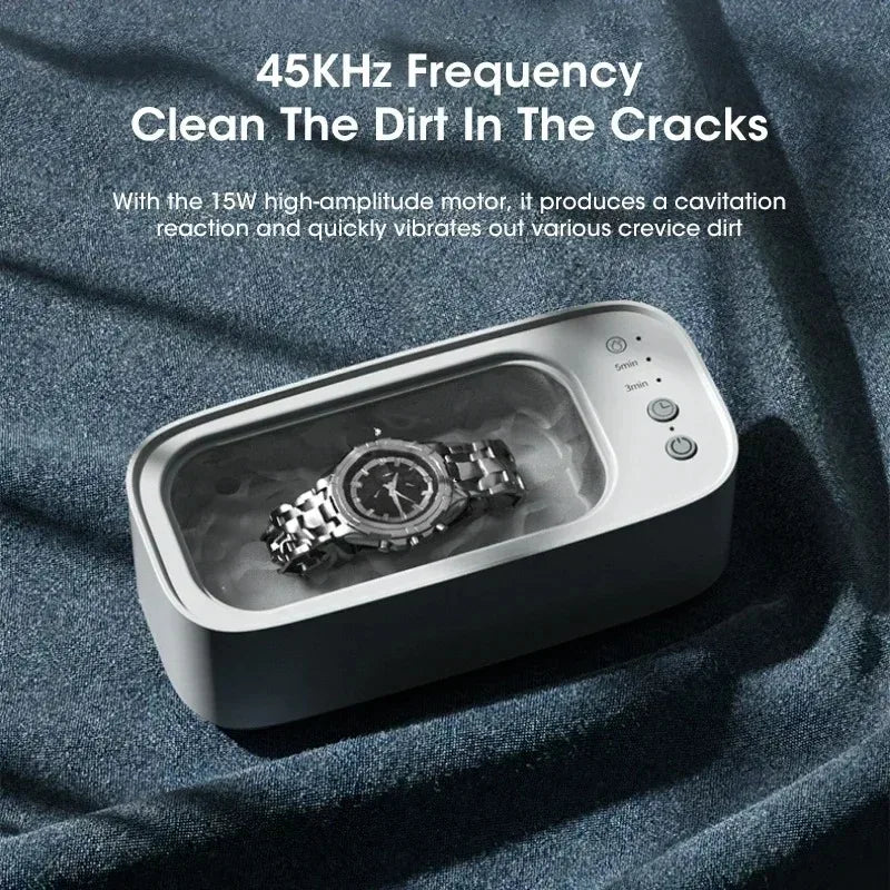 Portable Ultrasonic Cleaner Compact Ultrasonic Glasses Cleaning Machine High-Frequency Vibration for Jewelry/Eyeglass/Braces/