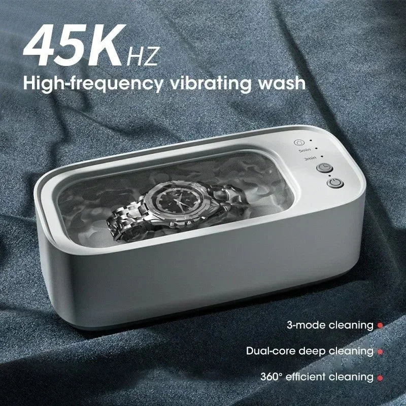 Portable Ultrasonic Cleaner Compact Ultrasonic Glasses Cleaning Machine High-Frequency Vibration for Jewelry/Eyeglass/Braces/