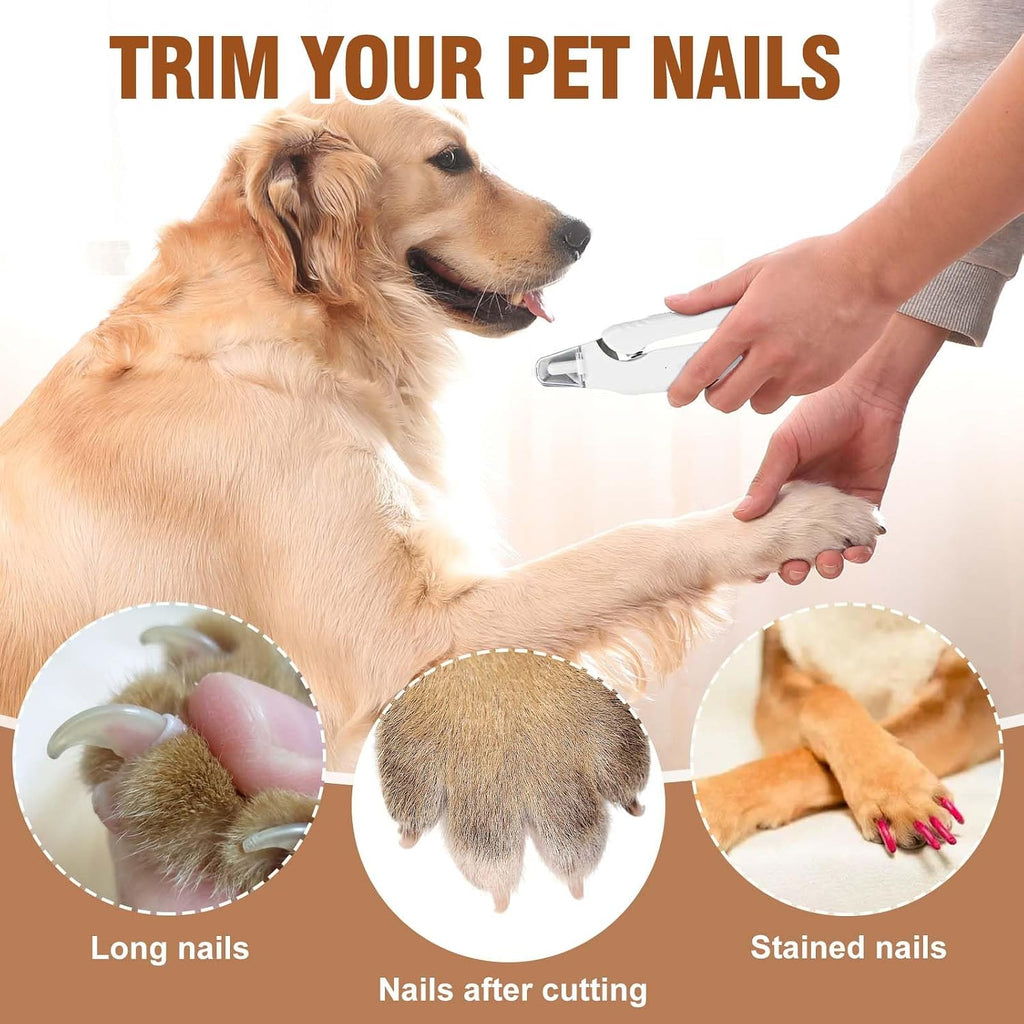 2-In-1 Dog Nail Grinder &Dog Nail Clippers with Light，Cat Nail Clippers ，Ultra-Quiet, USB Rechargeable, Multiple Grinding Methods, and Splash Guard for Large Medium Small Dogs Cats Pets(White)