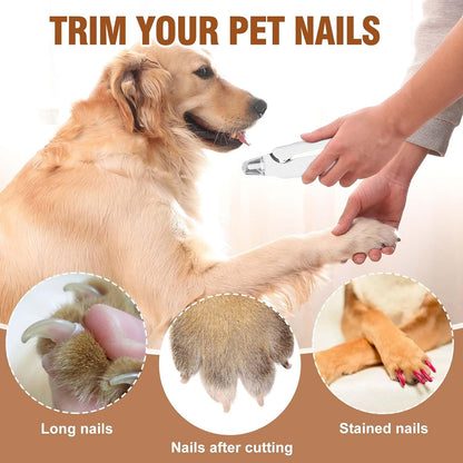 2-In-1 Dog Nail Grinder &Dog Nail Clippers with Light，Cat Nail Clippers ，Ultra-Quiet, USB Rechargeable, Multiple Grinding Methods, and Splash Guard for Large Medium Small Dogs Cats Pets(White)