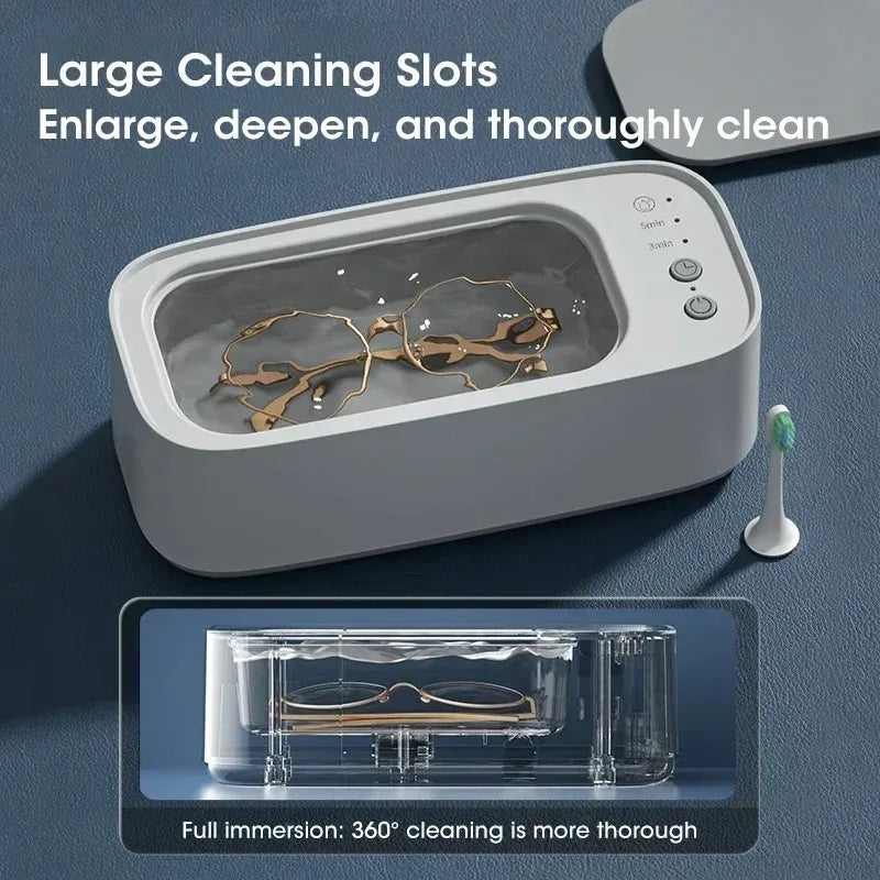 Portable Ultrasonic Cleaner Compact Ultrasonic Glasses Cleaning Machine High-Frequency Vibration for Jewelry/Eyeglass/Braces/